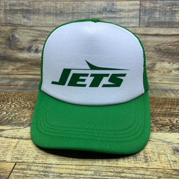 Vintage New York Jets Mens Trucker Hat Green Snapback 50s Original Logo Ball Cap - Picture 2 of 8